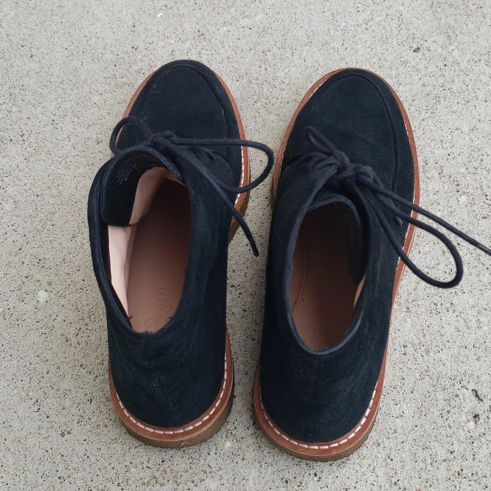 J Crew Suede Leather Lace Up Desert Chukka Ankle Boots Size 10 Black Neutral
